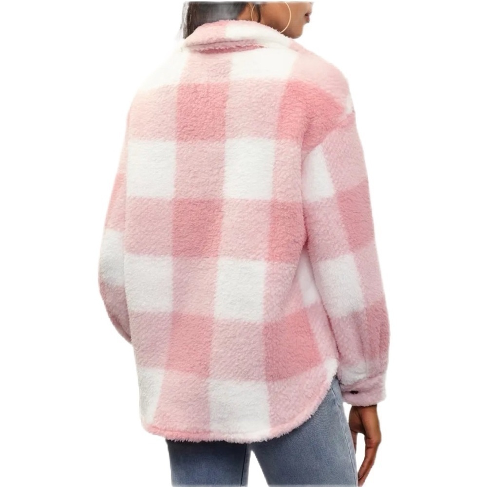 Women’s Plaid Pattern Button Front Fuzzy Coat - Size XL - NWT - Picture 2 of 5